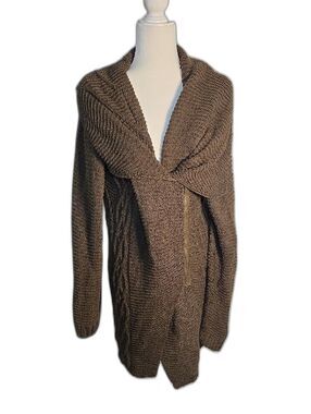 RACHEL Rachel Roy Brown Open-Front Knit Poncho